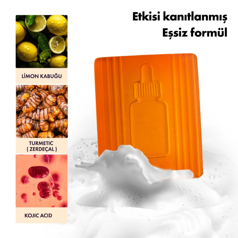 Kojik Asit & Zerdeçal Leke Karşıtı & Cilt Tonu Eşitleyen Cilt Aydınlatıcı Temizleme Barı 85g 3oz