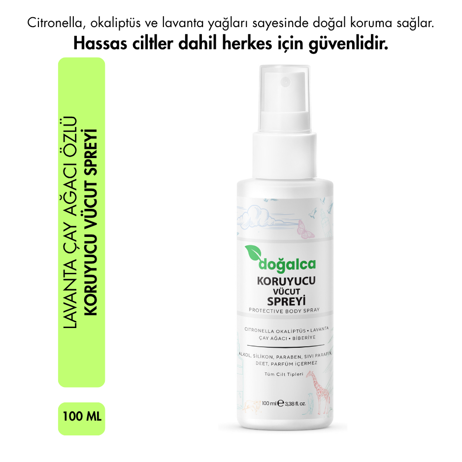 %100 Doğal Koruyucu ve Kovucu Sprey Losyon Bitkisel Tüm Vücut İçin Seyahat Tatil Boy 100ml