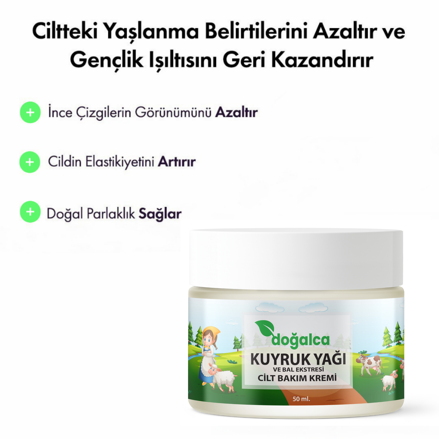 Kırışıklık Giderici Doğal Botoks Kremi | Kuyruk Yağı & Bal Özlü 50 ml