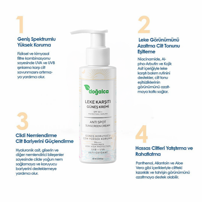 Spf 50+ Yüksek Korumalı Yoğun Leke Karşıtı Nemlendirici Güneş Kremi, 90ml