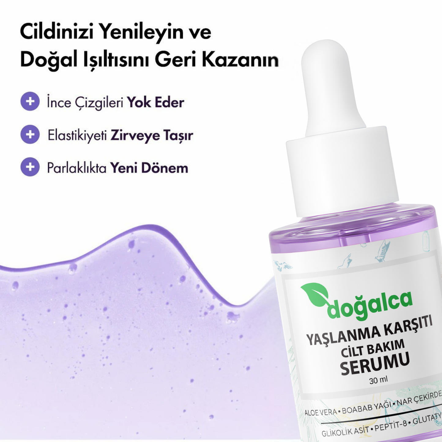 Aleovera & Peptit Yaşlanma, Kaz Ayakları & Kırışıklık Karşıtı Yüz Serumu 30 ml