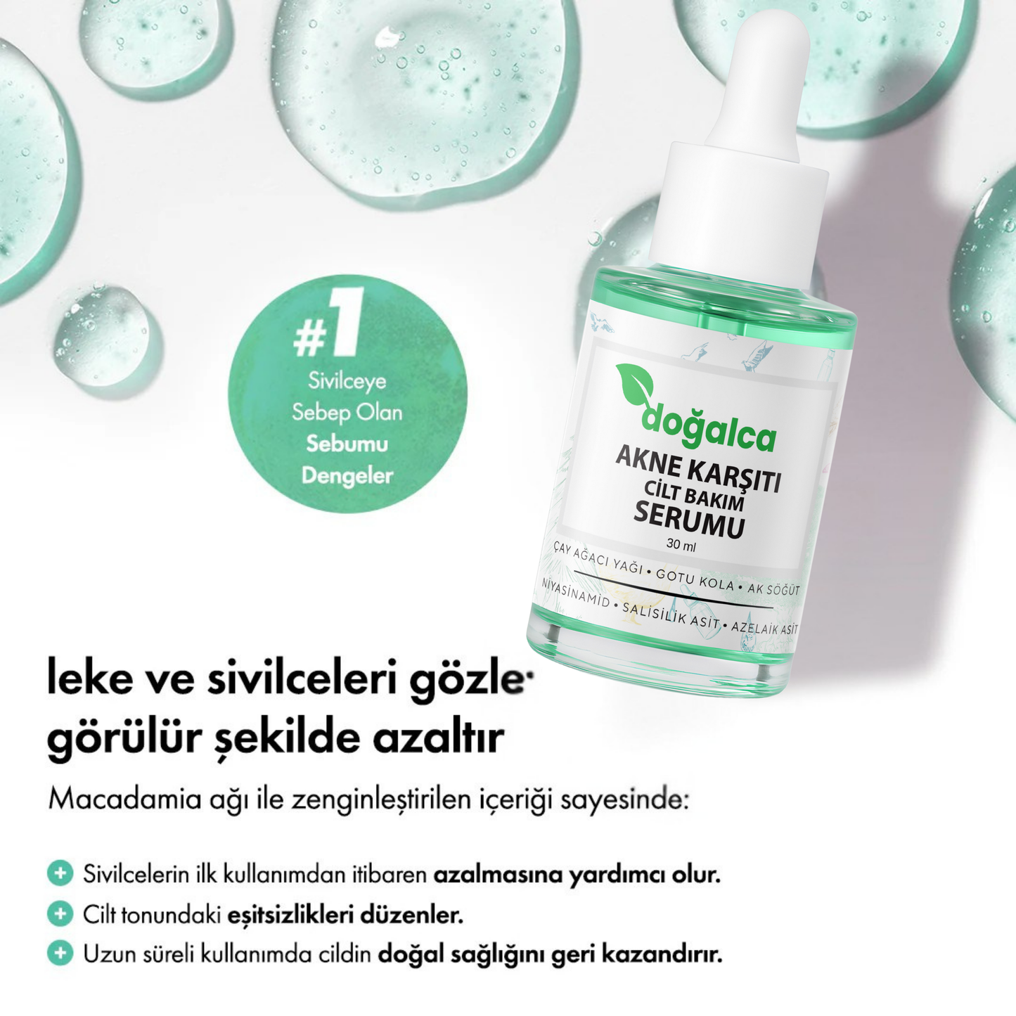 Kaplan Otu Özlü Canlandırıcı, Nemlendirici ve Acne Karşıtı Yüz Serumu 30 ml