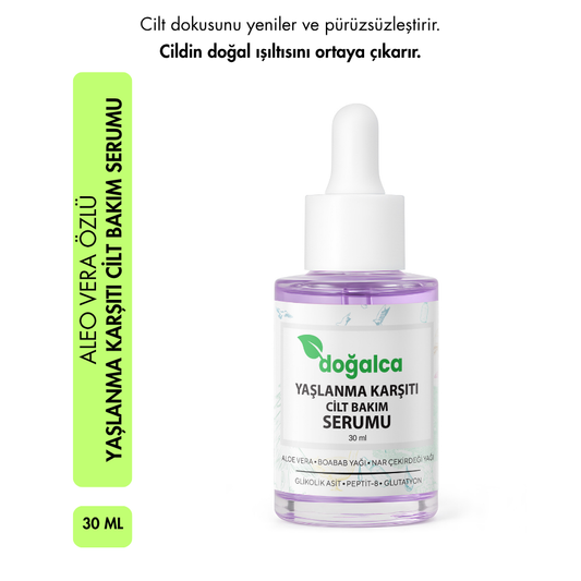 Aleovera & Peptit Yaşlanma, Kaz Ayakları & Kırışıklık Karşıtı Yüz Serumu 30 ml